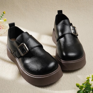 Handmade Black Leather Shoes for Women | Slip-On Flats with Soft Cowhide | Comfortable Casual Shoes