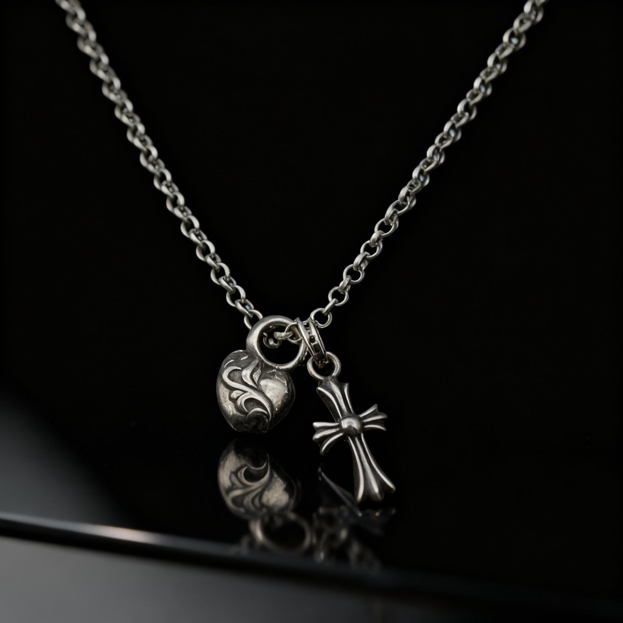 Chrome Hearts Style Necklace Double Cross - Etsy