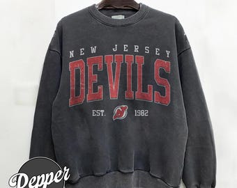 Vintage 90er Jahre New Jersey Devils Est 1982 Eishockey Komfort Farben Pfeffer Sweatshirt, Retro New Jersey Hockey Crewneck Hockey 14126OS11