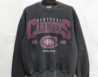 ヴィンテージ 90年代 モントリオール カナディアンズ ホッケー コンフォート カラーペッパー スウェットシャツ、レトロ モントリオール ホッケー クルーネック、モントリオール アイスホッケー Tシャツ 191225DN7