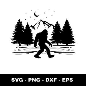Bigfoot Svg Png, Bigfoot Skogssvg, Vandrande Bigfoot Svg, Bigfoot Silhuett, Direkt Nedladdning