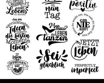 10 German Positive sayings plotter file SVG, German Quotes, Positive saying, German Plotter, Digital Download