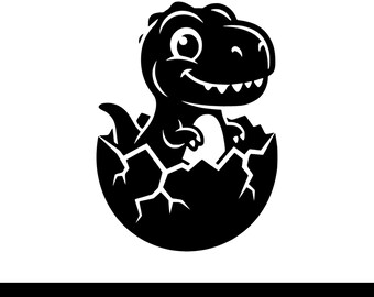 Baby T-Rex Silhouette Svg, Baby Dinosaur Svg, Cute T-Rex Hatching Svg, T-Rex Silhouette Svg, Instant Download