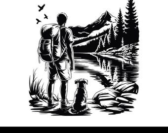Mountain Hiking SVG PNG, Outdoors Adventure Svg, Mountains Svg, Camping Svg, Instant Download