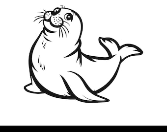 File di taglio SVG PNG con foca carina, file per taglio Cricut e laser, download digitale