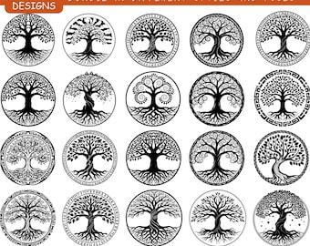 Mega Tree of Life Svg Bundle, 20 Png Designs, Spiritual Family Root DXF, EPS, JPG Files, Digital Download