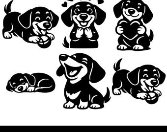 Dachshund Puppy Svg, Dachshund Puppy Svg, Kawaii Dachshund Svg, Pet Lover Gift, Instant Digital Download