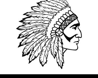 Native Indian American Svg, Indian Chief Svg, Warrior Mascot Svg, American Indian Clipart