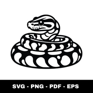 Pitone serpente SVG, Pitone reale SVG, Silhouette di serpente, Download immediato immagine 1