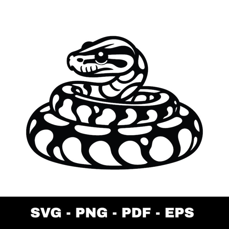 Pitone serpente SVG, Pitone reale SVG, Silhouette di serpente, Download immediato immagine 1