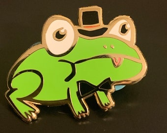 Gentleman Frog Enamel Pin Tophat Bowtie