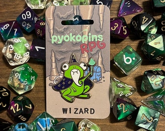 Wizard RPG frog enamel pin glitter glow in the dark