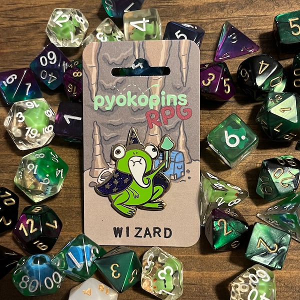 Wizard RPG frog enamel pin glitter glow in the dark