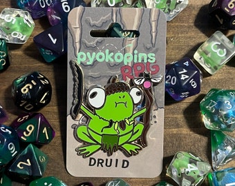 Druid RPG frog enamel pin glow in the dark