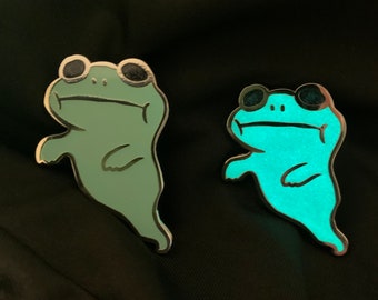 Ghost Frog Glow in the Dark Enamel Pin w/ Glitter