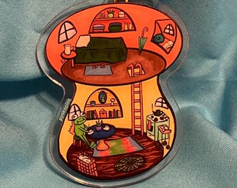 Toad Abode Frog’s Mushroom House 2-sided acrylic charm