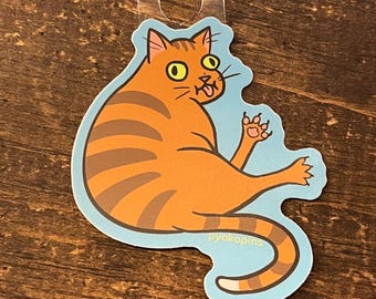 Orange Cat mid Blep with Toe Beans vinyl sticker