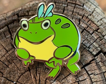 Pixie Frog Enamel Pin with Glitter Enamel Wings