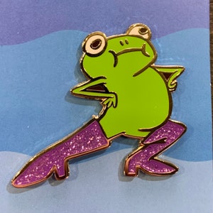 THE ORIGINAL Fabulous Frog with Glitter Boots Enamel Pin