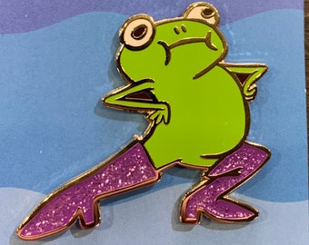 THE ORIGINAL Fabulous Frog with Glitter Boots Enamel Pin