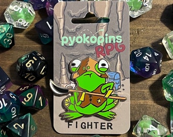 Fighter RPG frog enamel pin