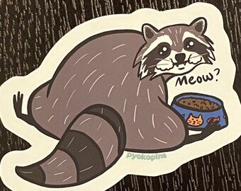 Imposter cat raccoon vinyl sticker