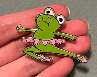 Ballerina Leaping Frog Enamel Pin