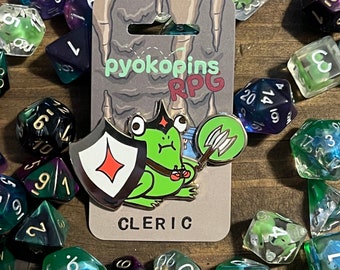 Cleric RPG frog enamel pin glow in the dark