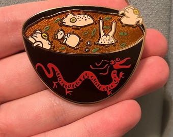 Dumpling Frog Soup Bowl Enamel Pin