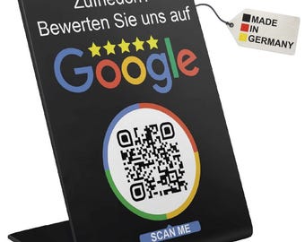 Google Bewertung Aufsteller Schild für Unternehmen Läden Shops Restaurants. QR Code und NFC V1 Medium