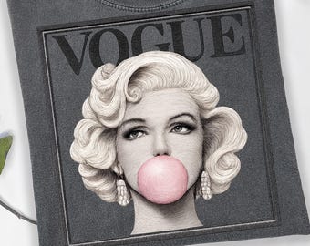 Vogue Marilyn Monroe Bubble Gum png, Vintage Fashion Top png