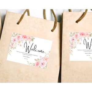 Welcome bag stickers - personalized favors - welcome bags - set of 4