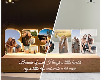Personalisierte Best Friends Fotocollage - Benutzerdefinierte Foto LED-Nachtlicht - Geschenk für Schwestern, Besties