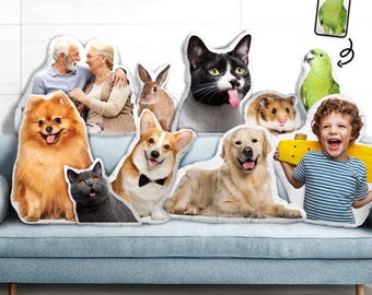 Custom Photo Pillow – Personalized Pet & People Shape Pillow