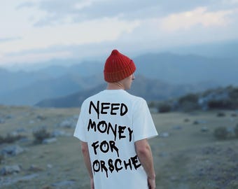 Need Money for Car Graphic T-Shirt, Scribble Typography, Unisex Streetwear