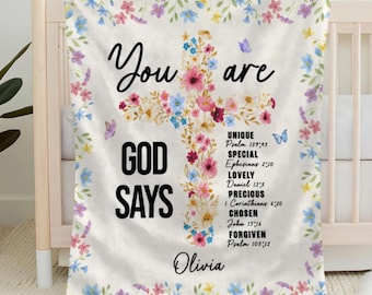 Christliche Bibelverse mit Namen Decke - Personalisierte Schrift Geschenk, Gott sagt, ich bin Decke - Religiöse Geschenke