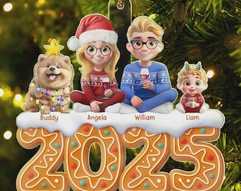 Christmas Gingerbread Family 3D Effect - Personalized Custom Shaped Acrylic Ornament