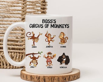 Zirkus der Affen-Tasse des Chefs - Personalisierte lustige Büro-Kaffeetasse - Geschenk für Kollegen, Arbeitsplatz-Team, Freunde, Familie