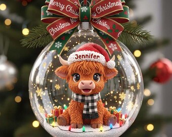 Highland Kuh 2D Flache Acrylverzierung - Weihnachtsgeschenk für Bauernkuhliebhaber, Freunde, Familie