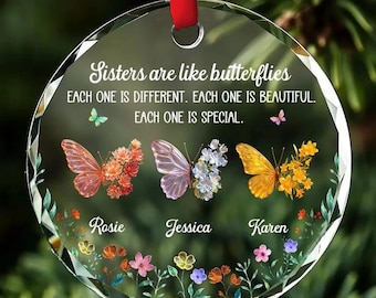 Personalisierte Schwestern wie Schmetterlinge Glasverzierung, kundenspezifisches Geschwister-Andenken - Geschenke für Schwestern, Geschwisterfamilie