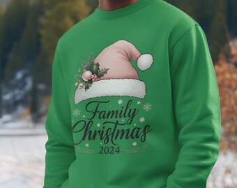 Christmas Family Crewneck 2025 – Classic Santa Hat Graphic – Comfortable Unisex Sweatshirt