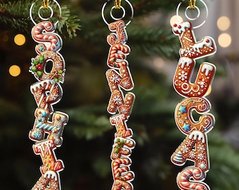 Personalized Gingerbread Name Ornament, Custom Wooden Christmas Tag