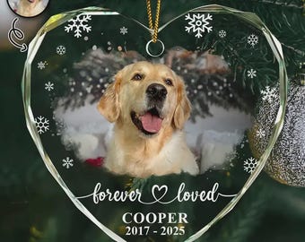 Kundenspezifisches Foto für immer geliebtes Gedenktier - personalisierte herzförmige Glasverzierung