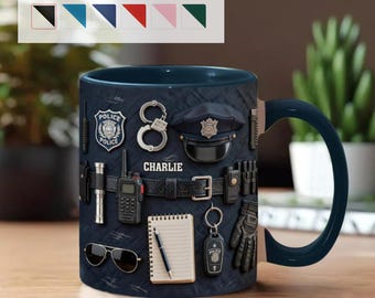 Police Officer Accent 3D Effect Mug - Custom Police Officer Uniform Cup - Gift for Him, Friends, Family