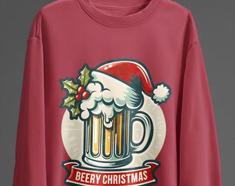 Beery Christmas | Fun Festive Beer | Unisex Crewneck Sweatshirts