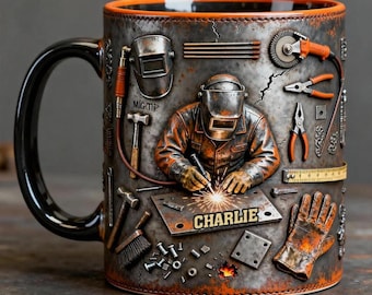 Welder 3D Effect - Custom Accent Mug - Gift For Welder Man, Super Cool Welder Mug, Gift For Husband, Him