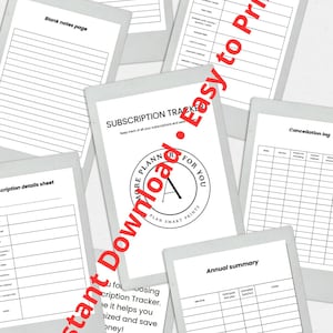 Printable Subscription Tracker – Monthly Bill & Expense Log | Digital Payment Organizer PDF | Budget Planner Insert