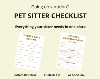 Pet Sitter Instructions Printable | Pet Care Sheet, Emergency Info, Daily Routine, Dog Sitting Template (PDF)