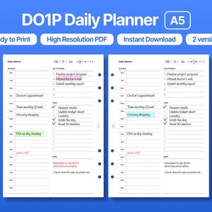 A5 Daily Planner Printable: Minimalist Agenda, To-Do List (Digital Download)