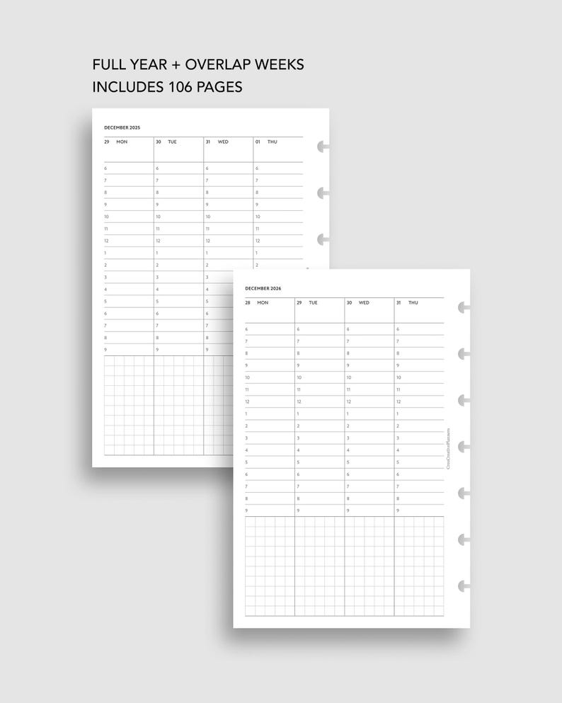 HP Mini 2026 Weekly Planner Insert Printable Hourly Schedule With Notes ...